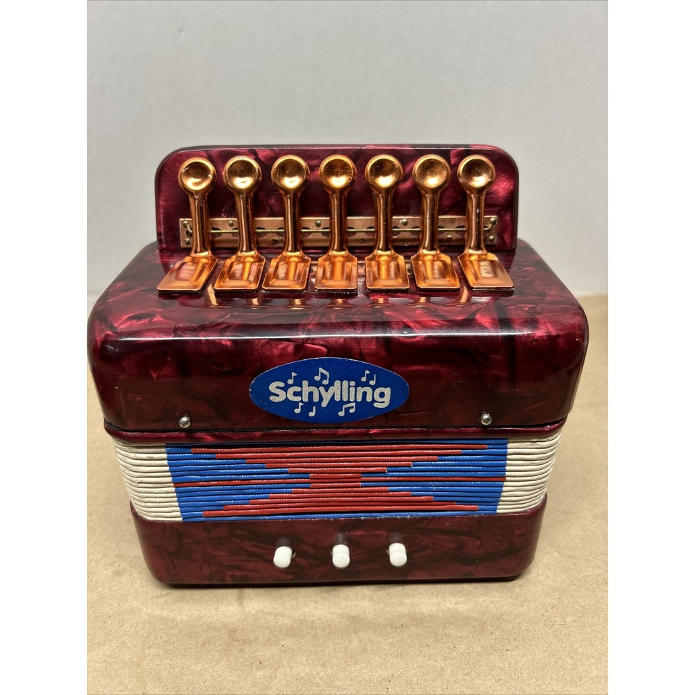 Schylling Red Marble Accordion Childs Musical Toy Instrument Squeeze Box Works!